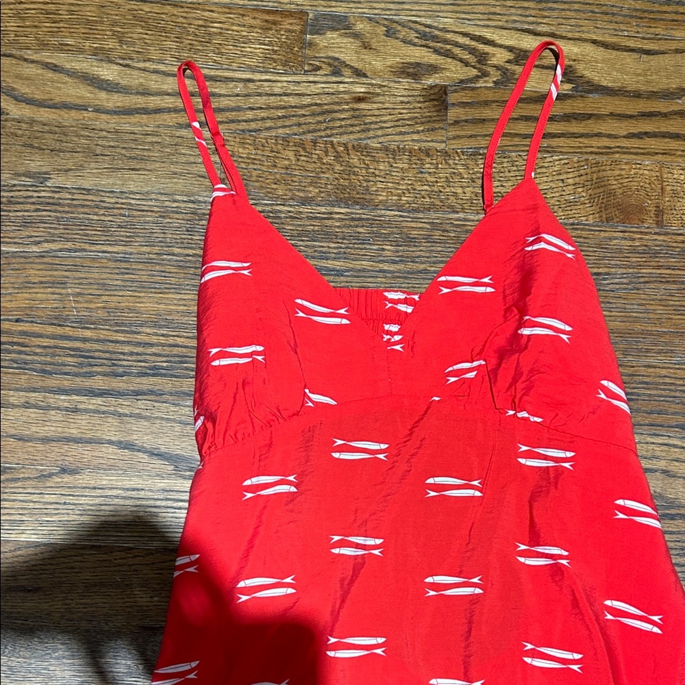 Gorgeous Red Maxi Dress with White Pattern - Picture 3 of 8